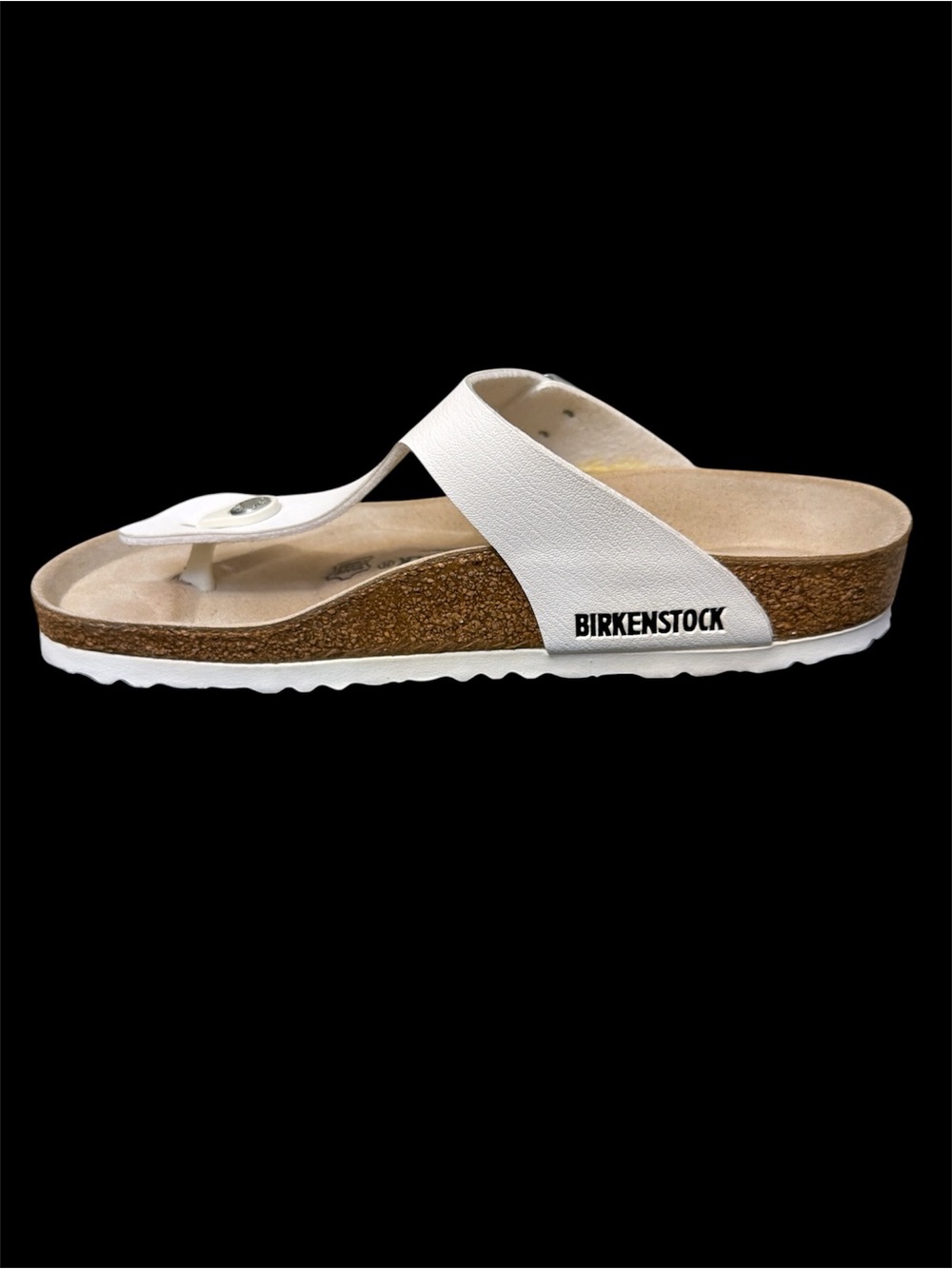 Birkenstock Gizeh Thong Sandals White w/Silver Buckle Size 7.5 - Picture 3 of 7